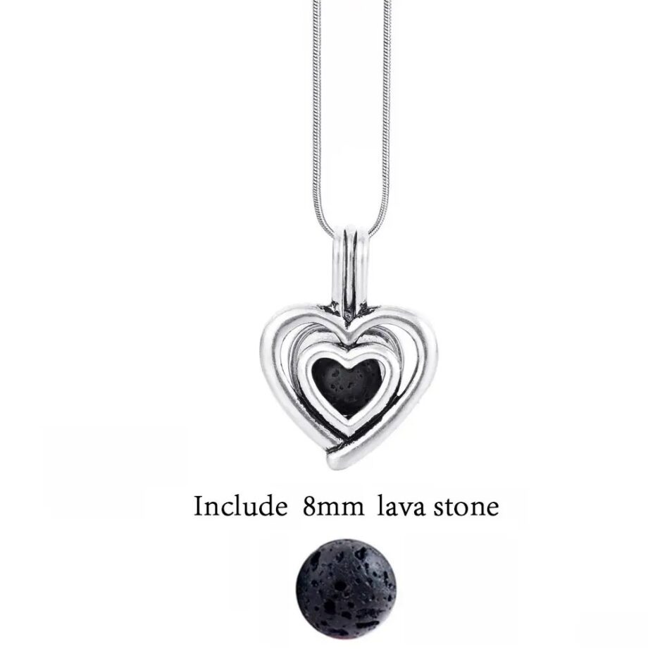 Aromatherapy Diffuser Hollow Double Heart Lava Pendant