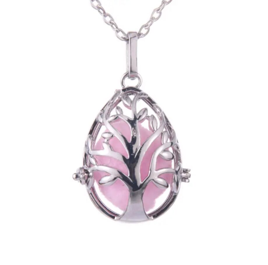 Aromatherapy Hollow Tree of Life Teardrop Pendant